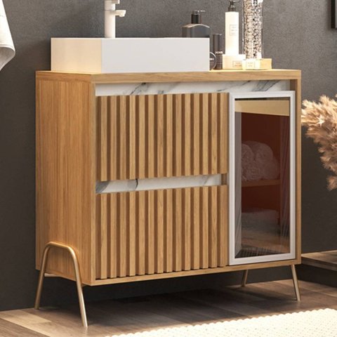 Gabinete de Banheiro 80cm com Cuba Ref 821 Branco/Itapuã/Thassus