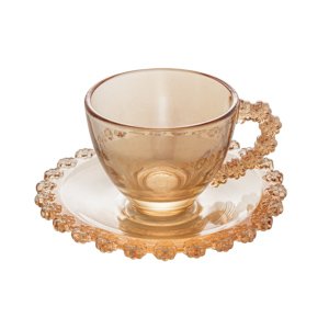 JOGO DE XICARAS 04PÇS PARA CAFÉ CRISTAL DE CHUMBO COM PIRES DAISY AMBAR 80ML