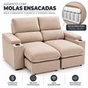 Ver imagem 2 de Sofá 2 Lugares 1,70m Retrátil e Reclinável Malibu Bom Pastor Bege Veludo Luxo