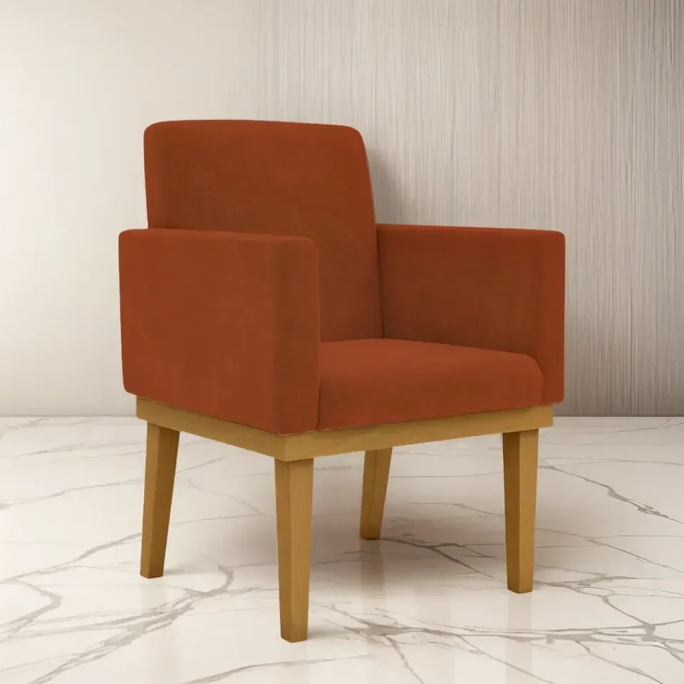 Ver imagem 1 de Poltrona Decorativa + Base Reforçada para Sala:terracota