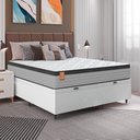 Ver imagem 2 de Cama Box Baú Colchão Casal Queen Molas Ensacadas Real 158x198x68cm Linho Branco / Preto Inducol