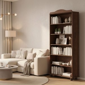 Estante para Livros Rústica 100% Madeira Maciça 5 Prateleiras Escritório e Sala Linha Rubi