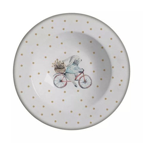 Conjunto com 6 Pratos Fundo Coelho Pascoa Ø25cm Alleanza Cerâmica