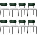 Ver imagem 1 de Kit 08 Cadeiras Estofadas para Sala de Jantar Melina L02 Facto Verde Musgo Bouclê Cinza - Lyam Decor