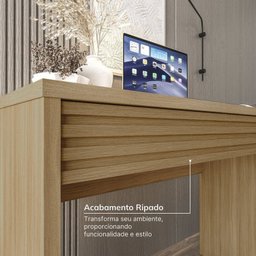 Kit 2 Peças Escrivaninha e Armário Multiuso com Ripado Samambaia Cabecasa Madeiramadeira - 5