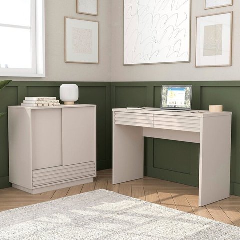 Conjunto de Escritório com Escrivaninha e Armário Samambaia CabeCasa MadeiraOriginals