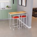 Ver imagem 2 de Bancada Cozinha Balcão Gourmet Pinus 2 Banquetas Estofado Br
