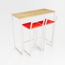 Ver imagem 1 de Bancada Cozinha Balcão Gourmet Pinus 2 Banquetas Estofado Br
