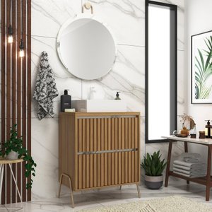 Gabinete de Banheiro 60cm com Cuba e Espelho Ref 650