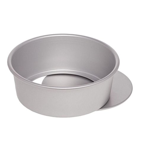 Assadeira Forma para Bolo de Alumínio Redonda 22cm com Fundo Removível Cinza