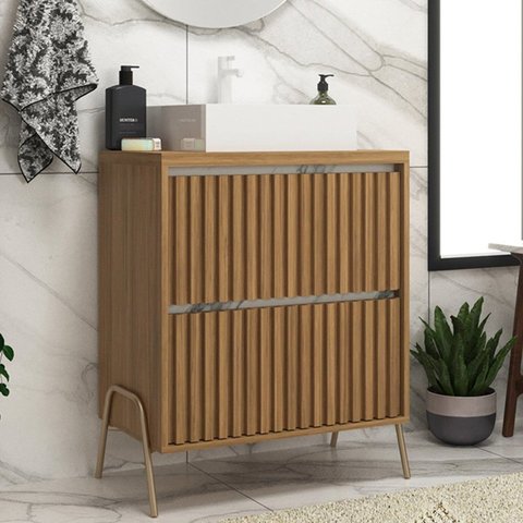 Gabinete de Banheiro 60cm com Cuba Ref 650 Branco/Itapuã/Thassos