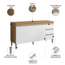 Ver imagem 3 de Balcão de Cozinha com Tampo 160cm Andréia Amêndoa/branco - Ajl Móveis