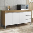 Ver imagem 1 de Balcão de Cozinha com Tampo 160cm Andréia Amêndoa/branco - Ajl Móveis