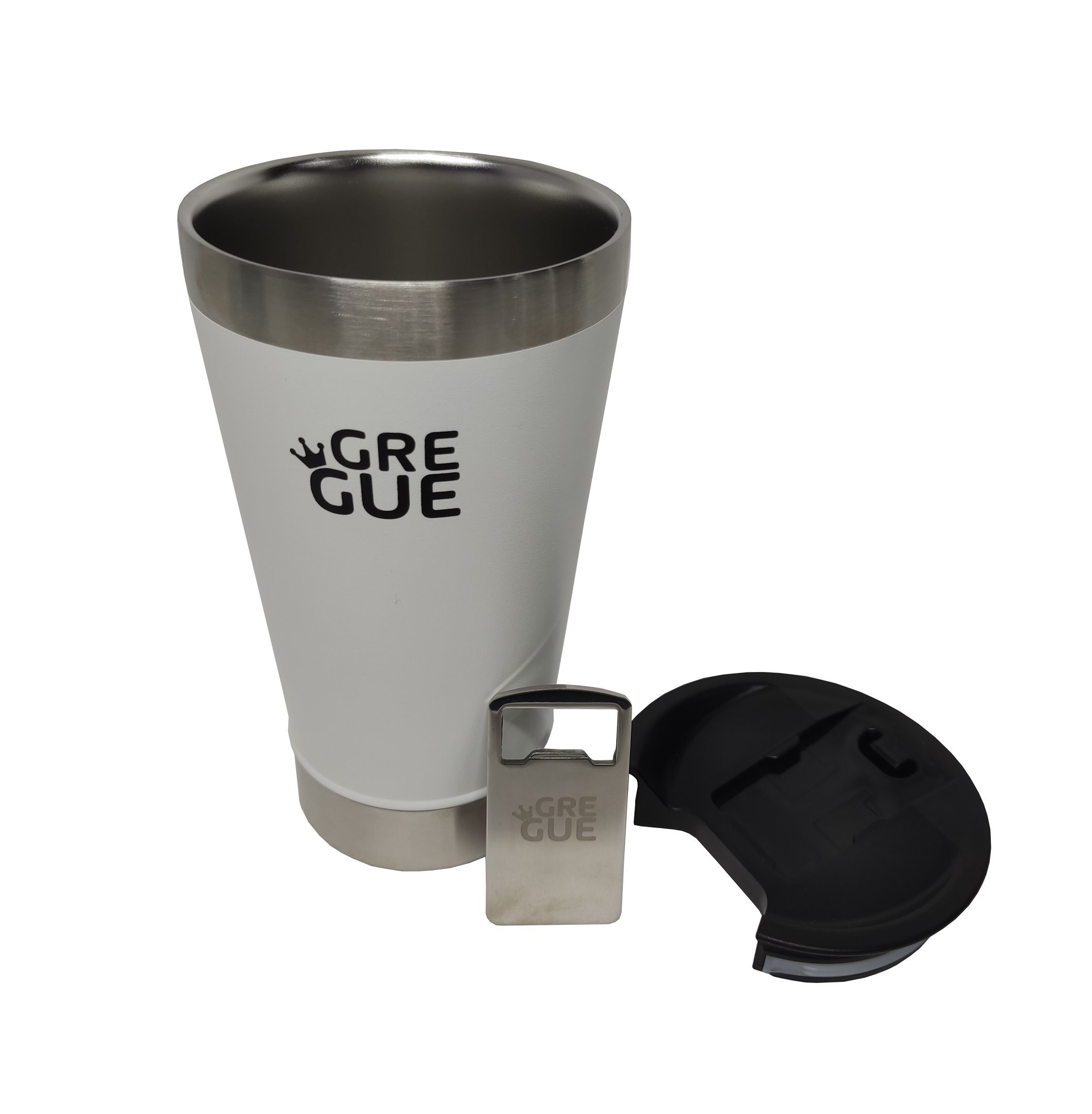 KIT 1 COPO TERMICO CERVEJA COM TAMPA E ABRIDOR BRANCO E 1 VERDE GREGUE - 4