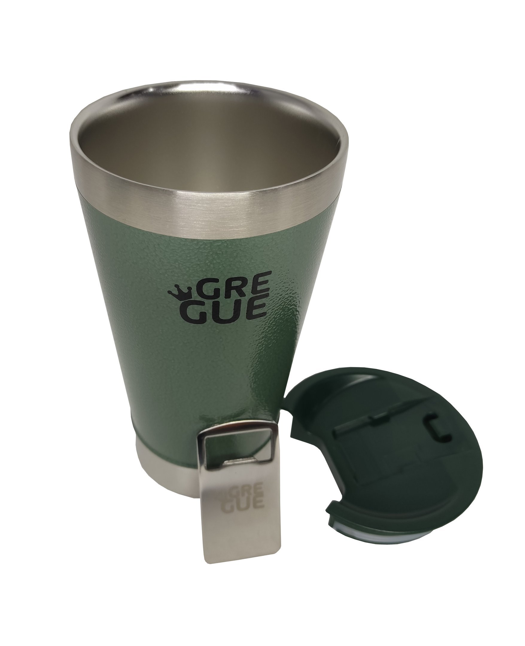 KIT 1 COPO TERMICO CERVEJA COM TAMPA E ABRIDOR BRANCO E 1 VERDE GREGUE - 5
