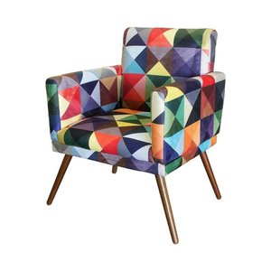 Poltrona Decorativa Nina Sala Escritório Triangulo Colorido