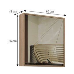 Armário de Banheiro 60cm 02 Portas com Espelho Ref 651 - 3