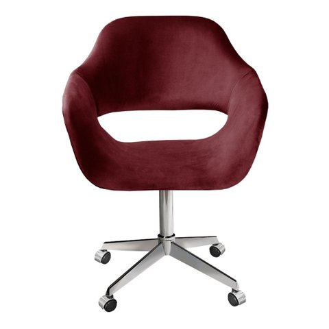 Cadeira Para Escritório E Home Office Zara Base Giratória - Suede Bordô