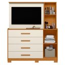 Ver imagem 2 de Cômoda com Painel para Tv 43" 4 Gavetas 2 Portas Ilha Bela Ilha Bela Cinamomo/off White