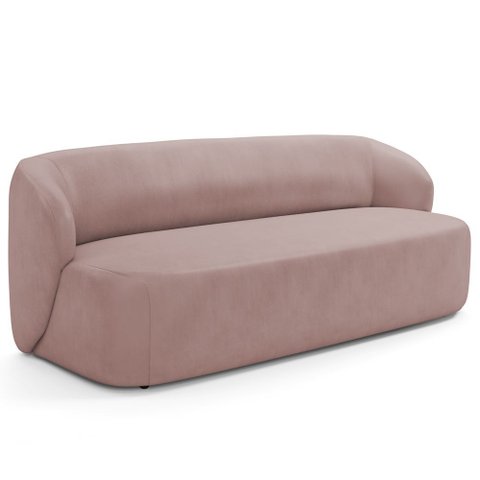 Sofá 3 Lugares Orgânico para Sala de Estar Living 205cm Heidy F04 Veludo Rosê - Lyam Decor
