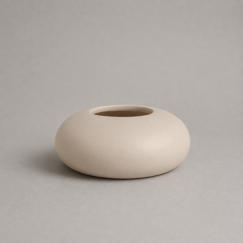Cachepot Redondo Grande Vaso Decorativo de Cerâmica para Sala e Mesa Off White