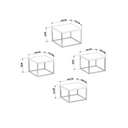 Kit com 4 Mesas de Centro Cube Industrial - Branco/cobre - 4