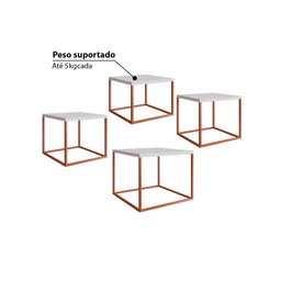 Kit com 4 Mesas de Centro Cube Industrial - Branco/cobre - 3