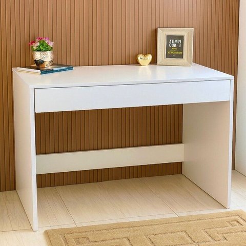 Escrivaninha Mesa Escritório Menezes 1 Gaveta 90cm Branco