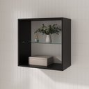 Ver imagem 1 de Armário de MDF Aéreo Fit 60cm sem Porta e com Prateleira de Vidro Yescasa Preto
