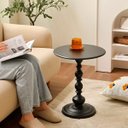 Ver imagem 2 de Mesa Lateral Vitino Roma Pedestal Ferro Mesinha Canto Preta 40cm X 52cm