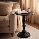 Ver imagem 3 de Mesa Lateral Vitino Roma Pedestal Ferro Mesinha Canto Preta 40cm X 52cm