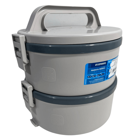Jogo de Marmitas Térmica Divisórias 2 Pç 1,5 L Cinza Soprano