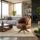 Ver imagem 2 de Poltrona Decorativa Chair Corano Premium Terracota Giratória Sala Dekorien