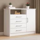 Ver imagem 1 de Cômoda 4 Gavetas 1 Porta e Nicho para Quarto Branco