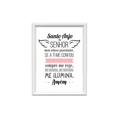 Quadro Decorativo Santo Anjo do Senhor Rosa 34x44cm MDF