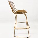 Ver imagem 3 de Kit 3 Banquetas para Cozinha média Bertoia cor Dourado fosco assento cor caramelo altura 60cm -