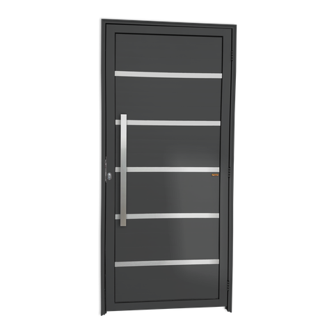 Porta Alumínio Lambril Premium c/Puxador e.Cinza 90 Brimak