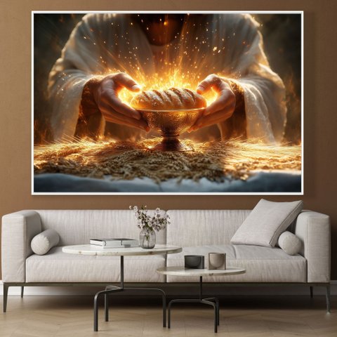 Quadro Decorativo Jesus Pão Ceia Sala Quarto Casa Escritório