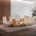 Ver imagem 1 de Conjunto de Jantar Mesa Maceió Tampo MDF e Vidro com 6 Cadeiras Florença Yescasa Bege/Castanho Cinamomo/Creme/Off White