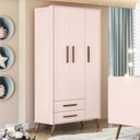 Ver imagem 2 de Guarda Roupa Infantil Q Encanto Retrô 3 Portas e 2 Gavetas Rosa - Qmovi