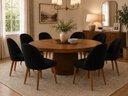 Ver imagem 1 de Kit 8 Cadeiras Lua Estofada Moderna Sala de Jantar Suede Preto