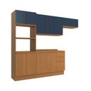 Ver imagem 3 de Cozinha Compacta Modulada 4 Peças com Tampo e Torre Quente Ciela Azul/Canela