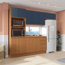 Ver imagem 1 de Cozinha Compacta Modulada 4 Peças com Tampo e Torre Quente Ciela Azul/Canela