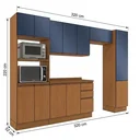 Ver imagem 4 de Cozinha Completa Modulada 7 Peças com Paneleiro Torre Quente e Balcão com Tampo Ciela Canela/Azul