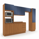 Ver mais imagens de Cozinha Completa Modulada 7 Peças com Paneleiro Torre Quente e Balcão com Tampo Ciela Canela/Azul