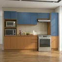 Ver imagem 7 de Cozinha Completa Modulada 7 Peças com Paneleiro Torre Quente e Balcão com Tampo Ciela Canela/Azul