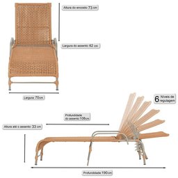 Kit Chaise Hungria e Espreguiçadeiras Catar Trama Original Terra Cota - 5