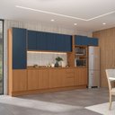 Ver imagem 1 de Cozinha Completa Modulada 7 Peças com Tampo Torre Quente e Paneleiro Ciela Azul/Canela