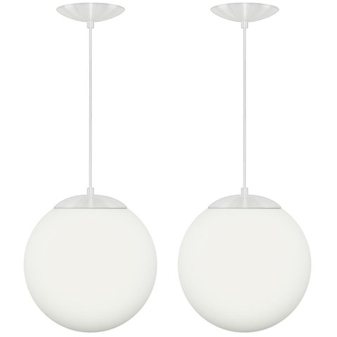 Kit 2 Pendentes Orby Bola Globo Grande 23 cm Branco