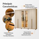 Ver imagem 3 de Guarda Roupa Belgica Reflecta 6 Portas com Vidro 3 Gavetas Nichos Prateleiras - Cinamomo/off-white